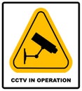 CCTV in Operation sign - Vector format