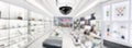 CCTV panorama security camera on shopping department store Royalty Free Stock Photo