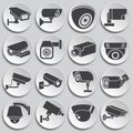 CCTV related icon set on background for graphic and web design. Simple illustration. Internet concept symbol for website Royalty Free Stock Photo