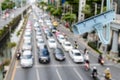 CCTV Security camera with blurring traffic jam in bangkok city Royalty Free Stock Photo