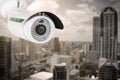 CCTV, security camera on building city. Royalty Free Stock Photo