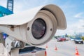 CCTV security camera in car park Royalty Free Stock Photo