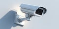 CCTV security camera close-up. A surveillance camera on a white wall background. Royalty Free Stock Photo
