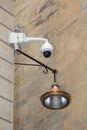 CCTV security camera front of ancient historical building Royalty Free Stock Photo