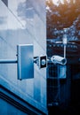 CCTV security camera front of a building Royalty Free Stock Photo