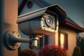 CCTV security camera in front of house Royalty Free Stock Photo