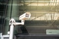 CCTV security camera front of modern building Royalty Free Stock Photo