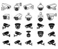 CCTV Security Camera Icons Set in Line and Solid Style Vector Illustration Royalty Free Stock Photo
