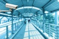 CCTV security camera on monitor the Abstract blurred photo of people with pathway skywalker Royalty Free Stock Photo