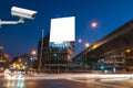 CCTV security camera on monitor the Blank billboard for advertisement at twilight time Royalty Free Stock Photo