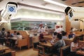 CCTV Security Camera operating japaness restaurant blur backgro