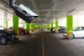 CCTV Security Camera setup on Parking lot. Copy space. Royalty Free Stock Photo