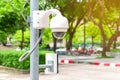 CCTV security camera surveillance in the park. Royalty Free Stock Photo