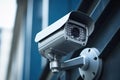 CCTV security camera or surveillance system in modern office building, close up Royalty Free Stock Photo