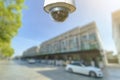 CCTV Security camera with townhome on background Royalty Free Stock Photo