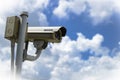 CCTV security camera under blue sky Royalty Free Stock Photo