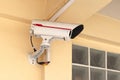 Cctv security camera under the house building Royalty Free Stock Photo