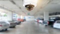 CCTV security panorama with car park blurry background Royalty Free Stock Photo