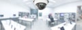 CCTV security panorama with shop store blurry background Royalty Free Stock Photo