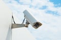 CCTV security surveillance camera. With blue sky Royalty Free Stock Photo