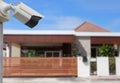 CCTV of security system on blur house background