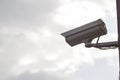 CCTV security video camera protect on the clouds and sky background. Royalty Free Stock Photo