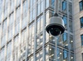 CCTV surveillance security dome camera in city center Royalty Free Stock Photo