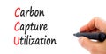 CCU Carbon capture utilization symbol. Concept words CCU Carbon capture utilization on beautiful paper. Beautiful white background