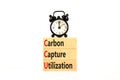 CCU Carbon capture utilization symbol. Concept words CCU Carbon capture utilization on beautiful blocks. Beautiful white