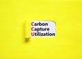 CCU Carbon capture utilization symbol. Concept words CCU Carbon capture utilization on beautiful paper. Beautiful yellow Royalty Free Stock Photo