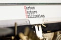 CCU Carbon capture utilization symbol. Concept words CCU Carbon capture utilization typed on typewriter. Beautiful white Royalty Free Stock Photo