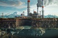 CCUS showcasing the process of capturing carbon dioxide emissions from industrial sources converting them for utilization and