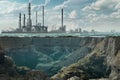 CCUS showcasing the process of capturing carbon dioxide emissions from industrial sources converting them for utilization and