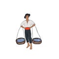 fish seller fish peddler. illustration