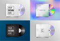 Set of different CD-DVD compact disc album and empty paper case template with shadow on background Royalty Free Stock Photo