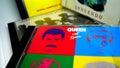 CD albums of the famous English group QUEEN. selective focus on album HOT SPACE