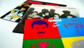 CD albums of the famous English group QUEEN. selective focus on album HOT SPACE