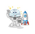 CD astronaut waving character. cartoon mascot vector