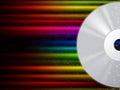 CD Background Shows Compact Disc And Colorful Beams