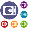 CD box with disc icons set Royalty Free Stock Photo