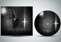 Cd cover template 3d vector with a angel praying infront of a dark grave