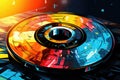 CD disc, bright creative music collage in drawing style Royalty Free Stock Photo