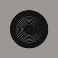 Minimalist Geometry: Black And White Stylized Vinyl Record On Gray Background Royalty Free Stock Photo