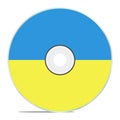 CD or DVD blank template Ukrainian flag for presentation layouts and design. 3D rendering. Digitally Generated Image. Isolated on Royalty Free Stock Photo