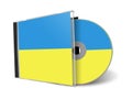 CD or DVD blank template Ukrainian flag for presentation layouts and design. 3D rendering. Digitally Generated Image. Isolated on