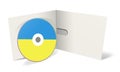 CD or DVD blank template Ukrainian flag for presentation layouts and design. 3D rendering. Digitally Generated Image. Isolated on