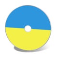 CD or DVD blank template Ukrainian flag for presentation layouts and design. 3D rendering. Digitally Generated Image. Isolated on Royalty Free Stock Photo