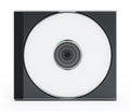 CD or DVD case with blank media on white background