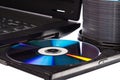 CD DVD on computer Royalty Free Stock Photo