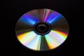 CD DVD disc closeup on black background